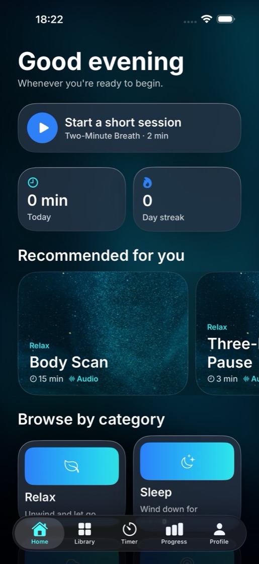 The OneXhale home screen