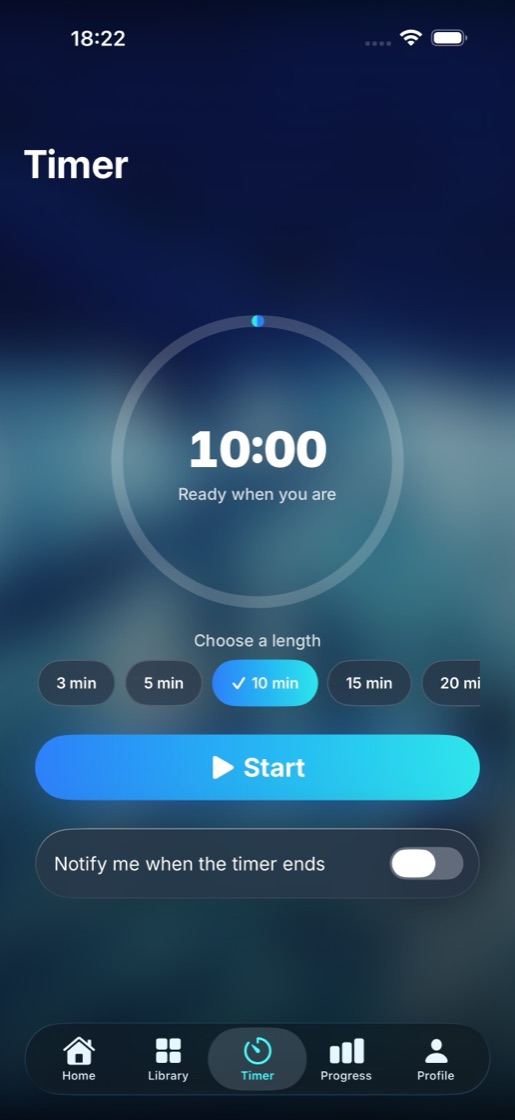 Silent timer screen